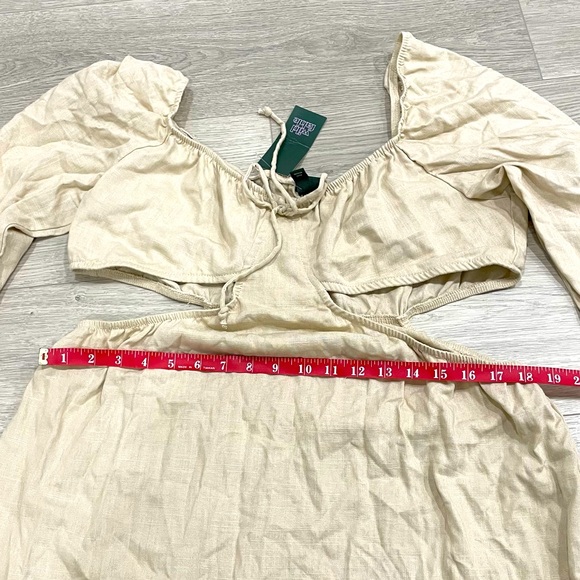 Light Taupe Linen Cut Out Sexy Cocktail Dress NWT - Picture 14 of 16